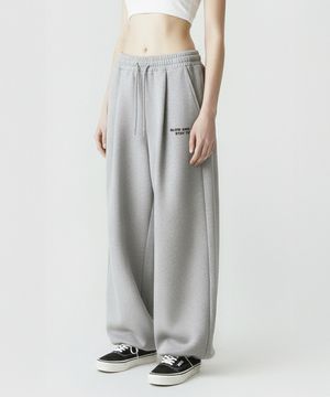 [기모선택] 스몰 슬로우 앤드 소프트 스트링 원턱 와이드 팬츠 - 멜란지