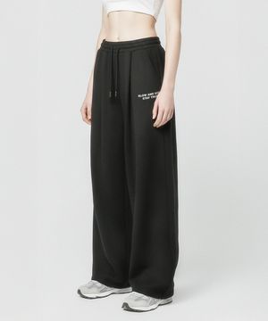 [기모선택] 스몰 슬로우 앤드 소프트 스트링 원턱 와이드 팬츠 - 블랙