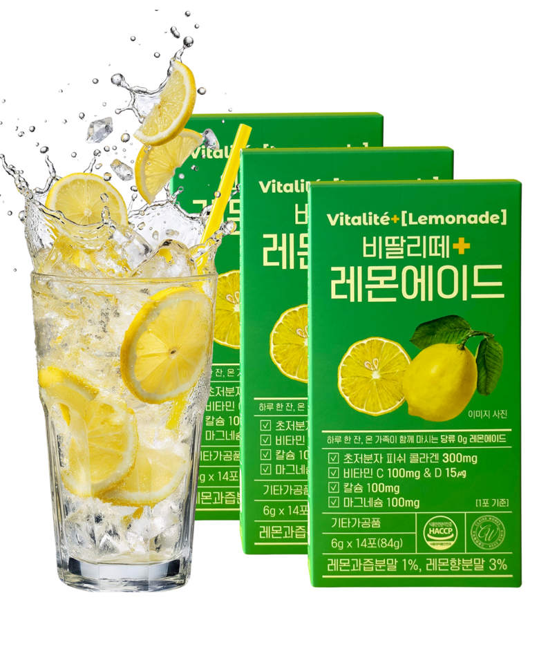 [3박스] 물에타먹는 제로슈가 레몬에이드 콜라겐 비타민 칼슘 마그네슘 함유