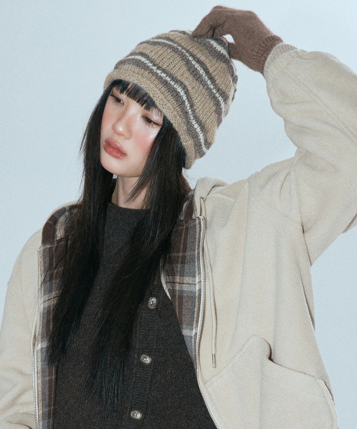 미쏘(MIXXO) 스트라이프 비니_MIAACFV1SS