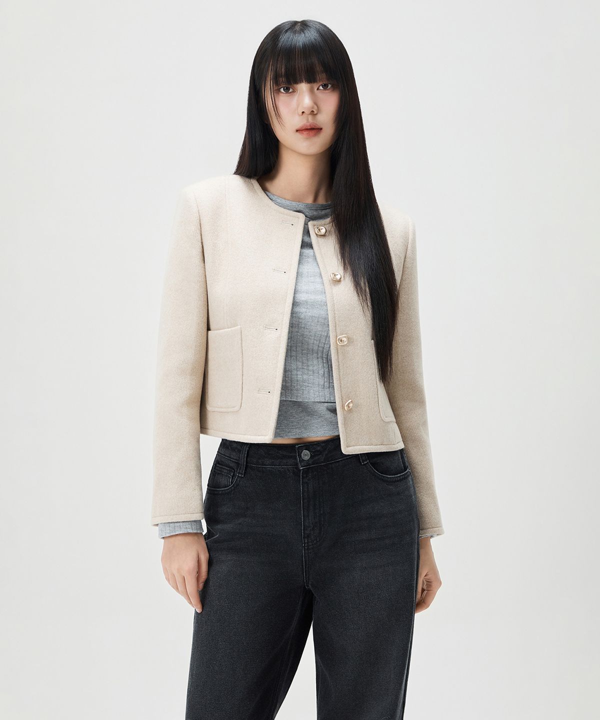 미쏘(MIXXO) 울 혼방 라운드자켓_MIWJKG211B