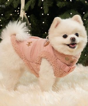 강아지 아우터 스웨이드 무스탕 핑크