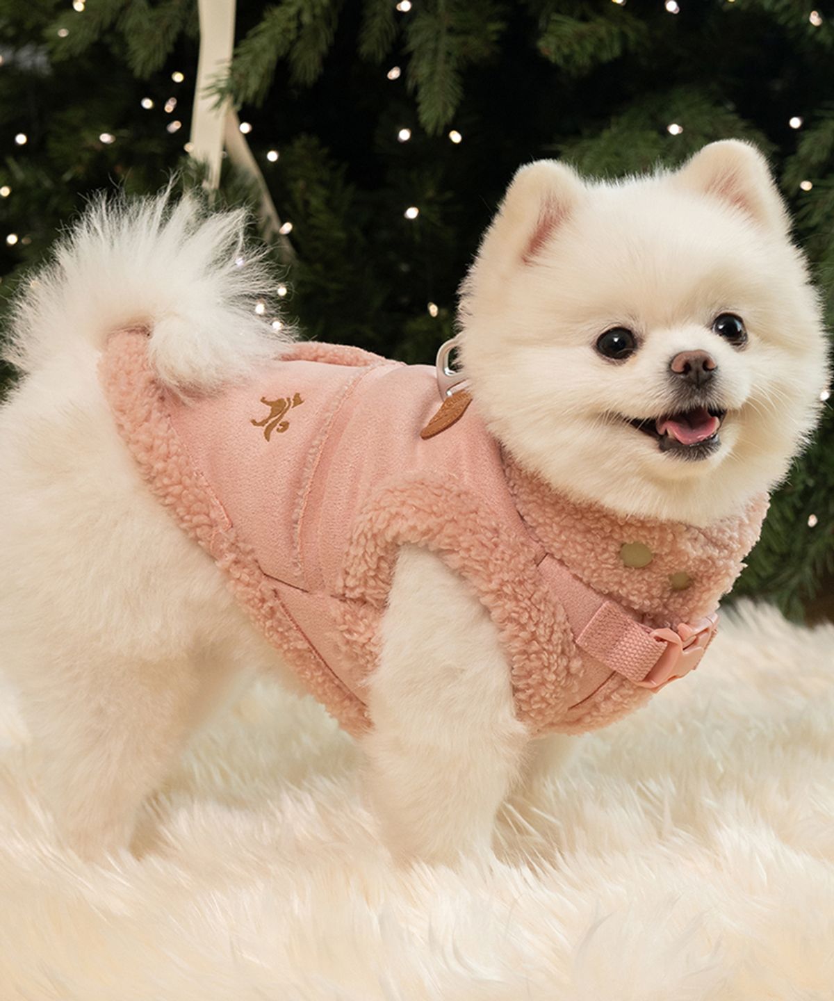 도그아이(DOGI) 강아지 아우터 스웨이드 무스탕 핑크