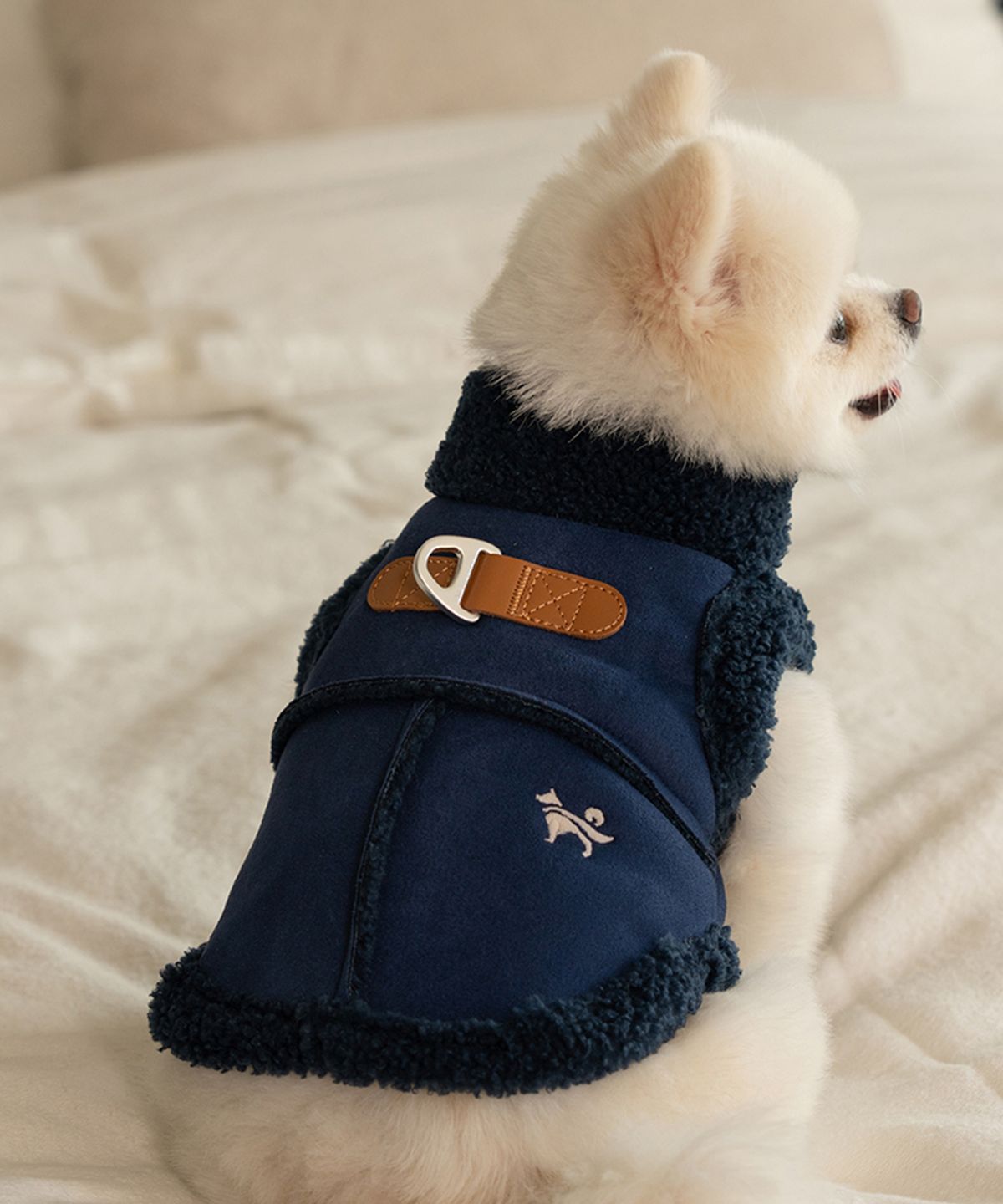 도그아이(DOGI) 강아지 아우터 스웨이드 무스탕 네이비