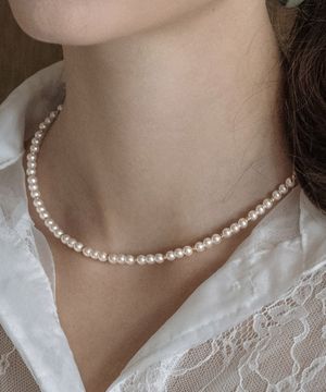 EN016 Basic Pearl gold ball Necklace
