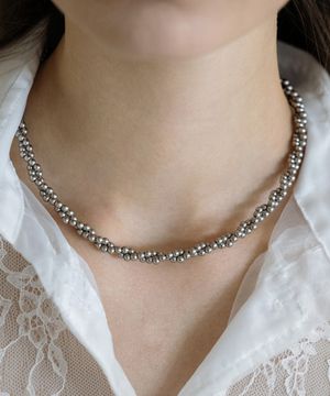 EN014 Glass pearl Necklace (SILVER)
