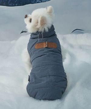 강아지 아우터 넥워머 패딩 그레이