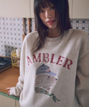 Zigzag 자수 맨투맨 티셔츠 AMM1320 (오트밀)