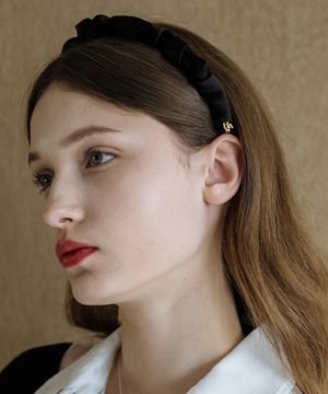 EN001 Shirring satin slim hairband (2colors)