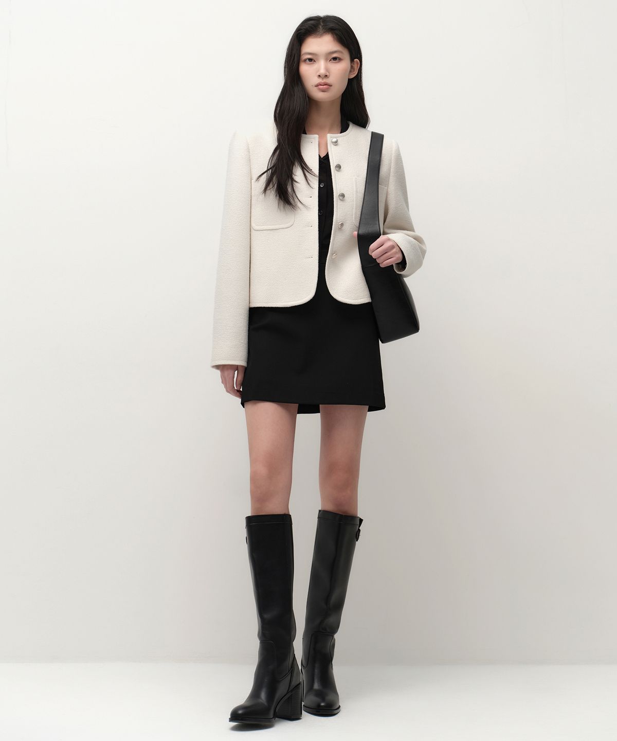 무신사 스탠다드 우먼(MUSINSA STANDARD WOMAN) 우먼즈 울 블렌드 테리 부클 트위드 재킷 [아이보리]