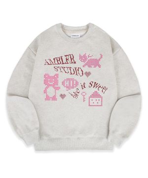 Key 자수 맨투맨 티셔츠 AMM1321 (오트밀)