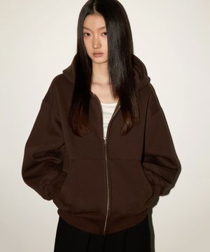 세미크롭 기모 후드집업 [BROWN]