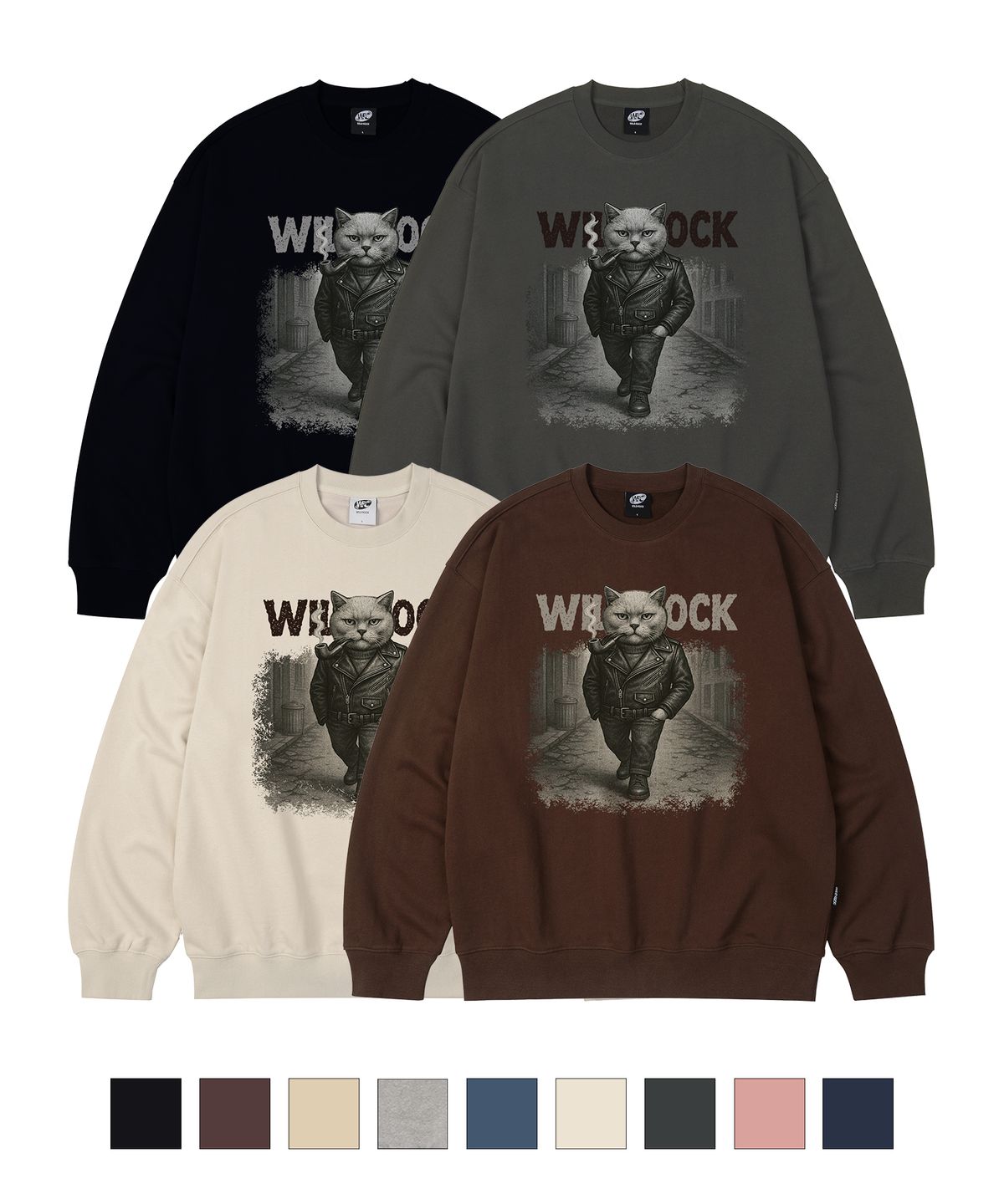와일드락(WILDROCK) 스모키 스트릿 캣 오버핏 맨투맨_9 COL