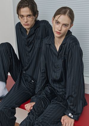 [기프트패키지] 어반 블랙 피치기모 커플 파자마 잠옷 세트