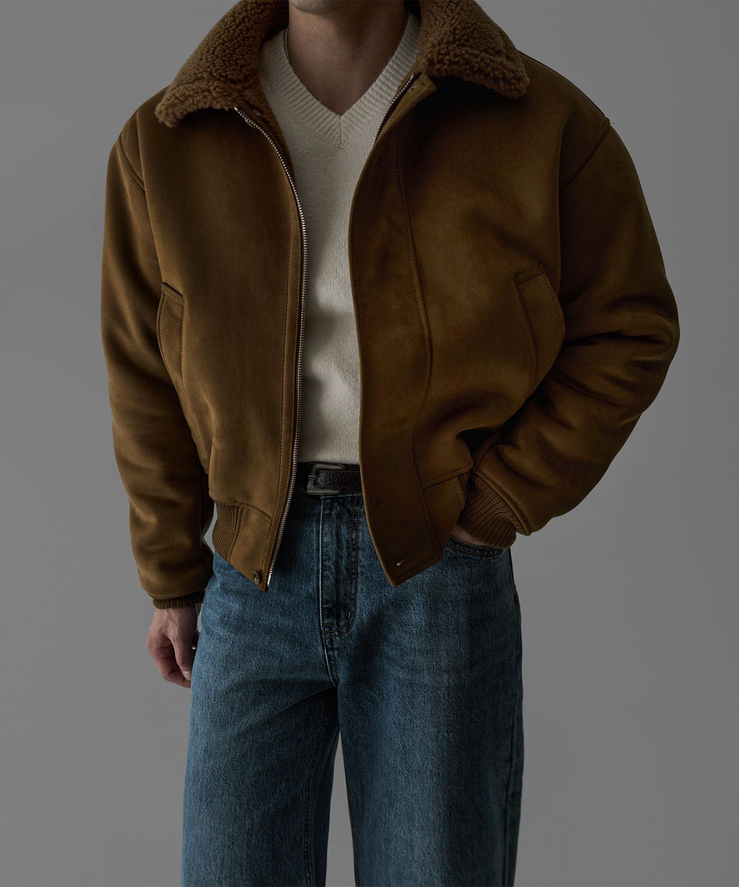 MUSINSA | BOWLOW PRODUCT Suede Crop Mustang [Camel]