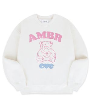 Lovely bear자수 맨투맨 티셔츠 AMM1324 (아이보리)