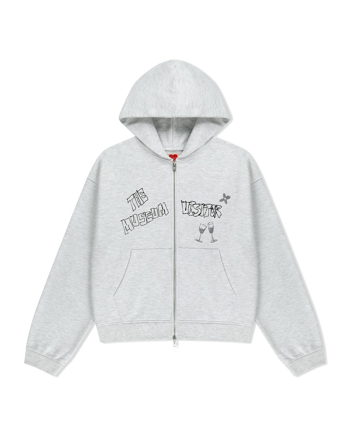 더뮤지엄비지터(THEMUSEUMVISITOR) DOODLE HOODIE ZIP UP (WHITE MELANGE)
