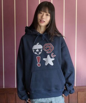 Acorn 아플리케 자수 후드 티셔츠 AHP1215 (네이비)