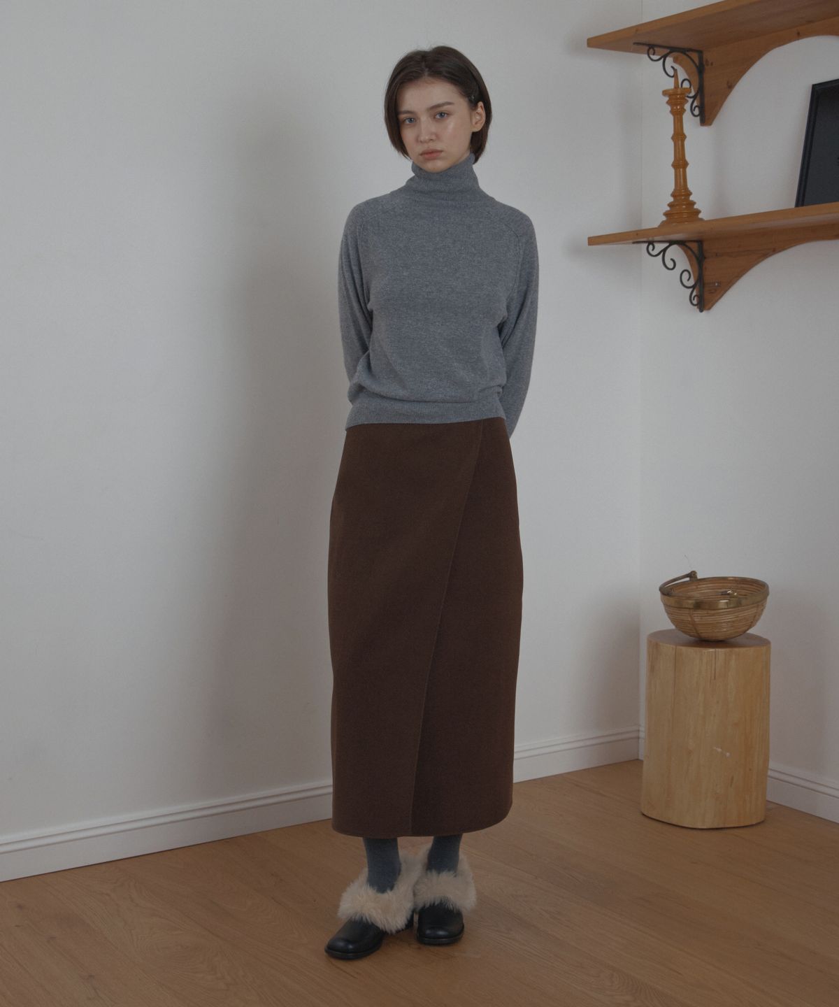 포에트서울(POETSEOUL) maxi wrap skirt_brown