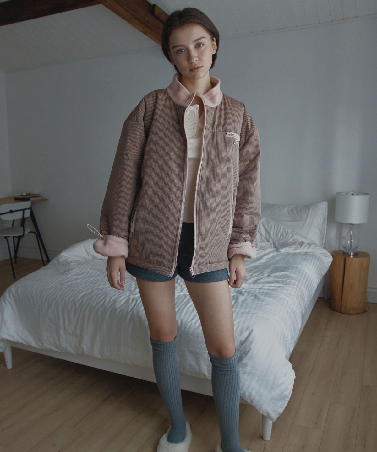 포에트서울(POETSEOUL) reversible zip up jacket_light pink