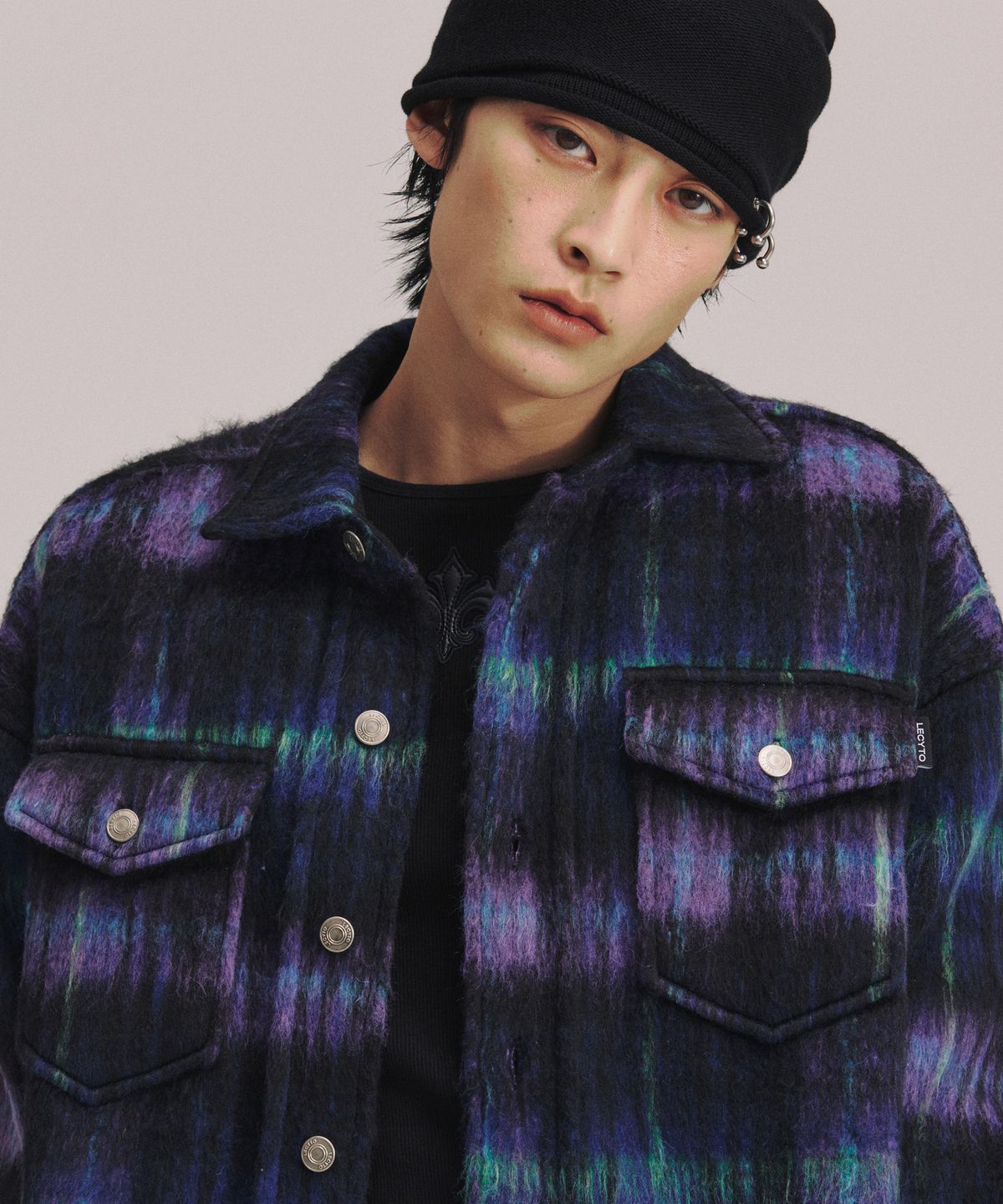레씨토(LECYTO) Check Wool Overshirt Jacket_[Navy]