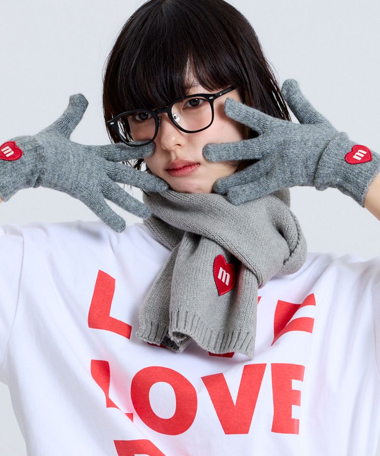 [SET] LOVE M KNIT GLOVES & MUFFLER