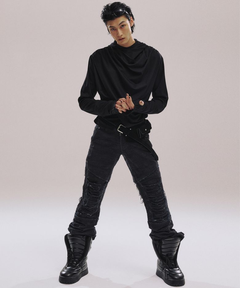 Avant-garde Drape Hood_[Black]