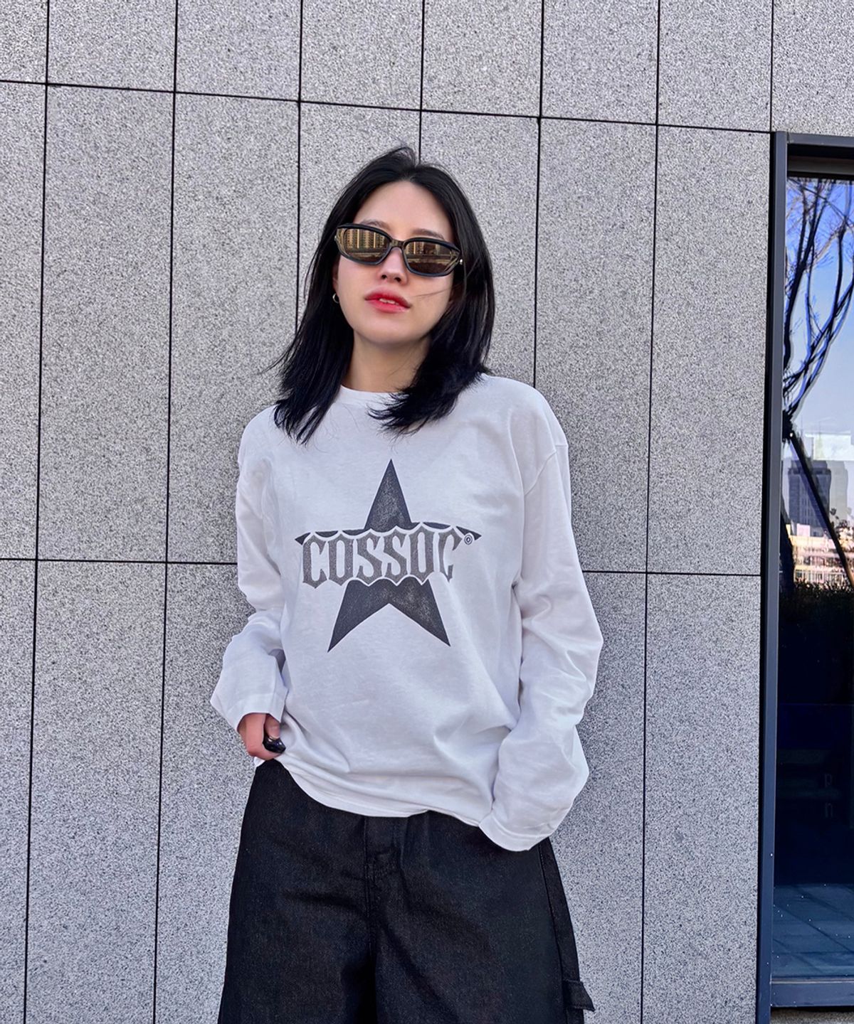 코소(COSO) CC 크랭크 스타 롱슬리브 긴팔티(WHITE)