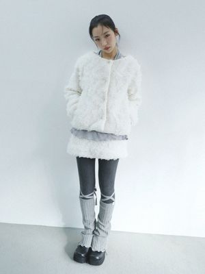 러플 퍼 미니 스커트(아이보리)