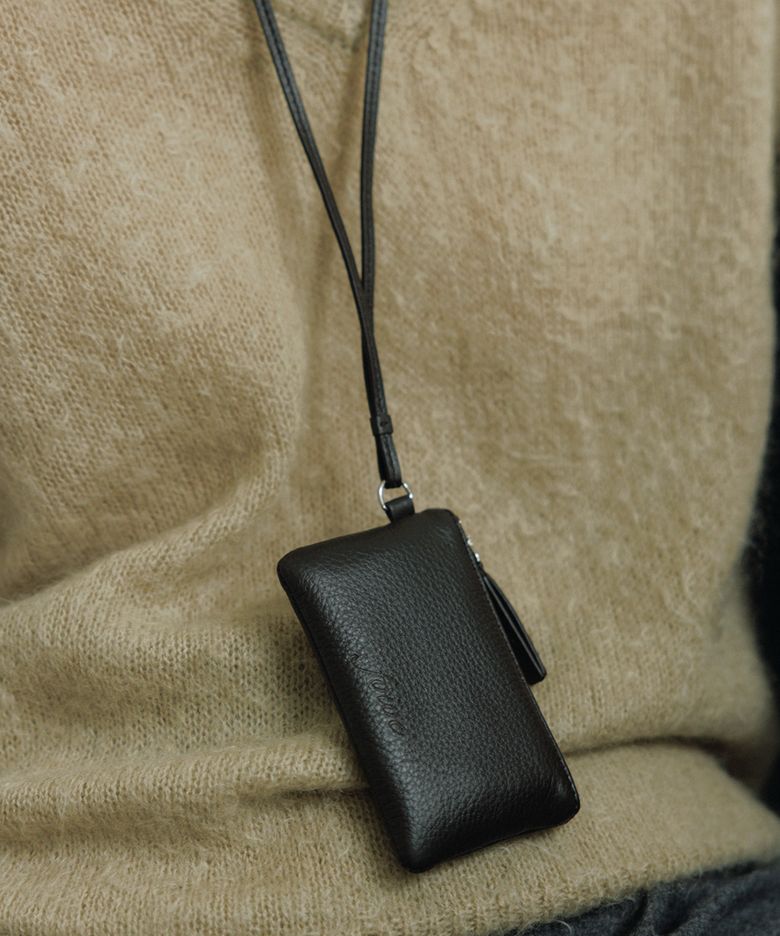 페블 목걸이 지갑 PEBBLE Pocket Necklace Wallet Cocoa