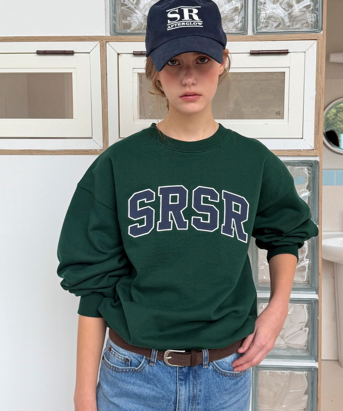 쏘이르(SO IR) [기모]SRSR SIGNATURE SWEATSHIRT - GREEN