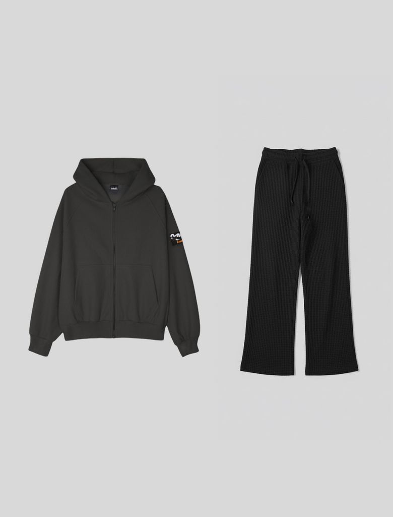 와플 기모 셋업 [BLACK]