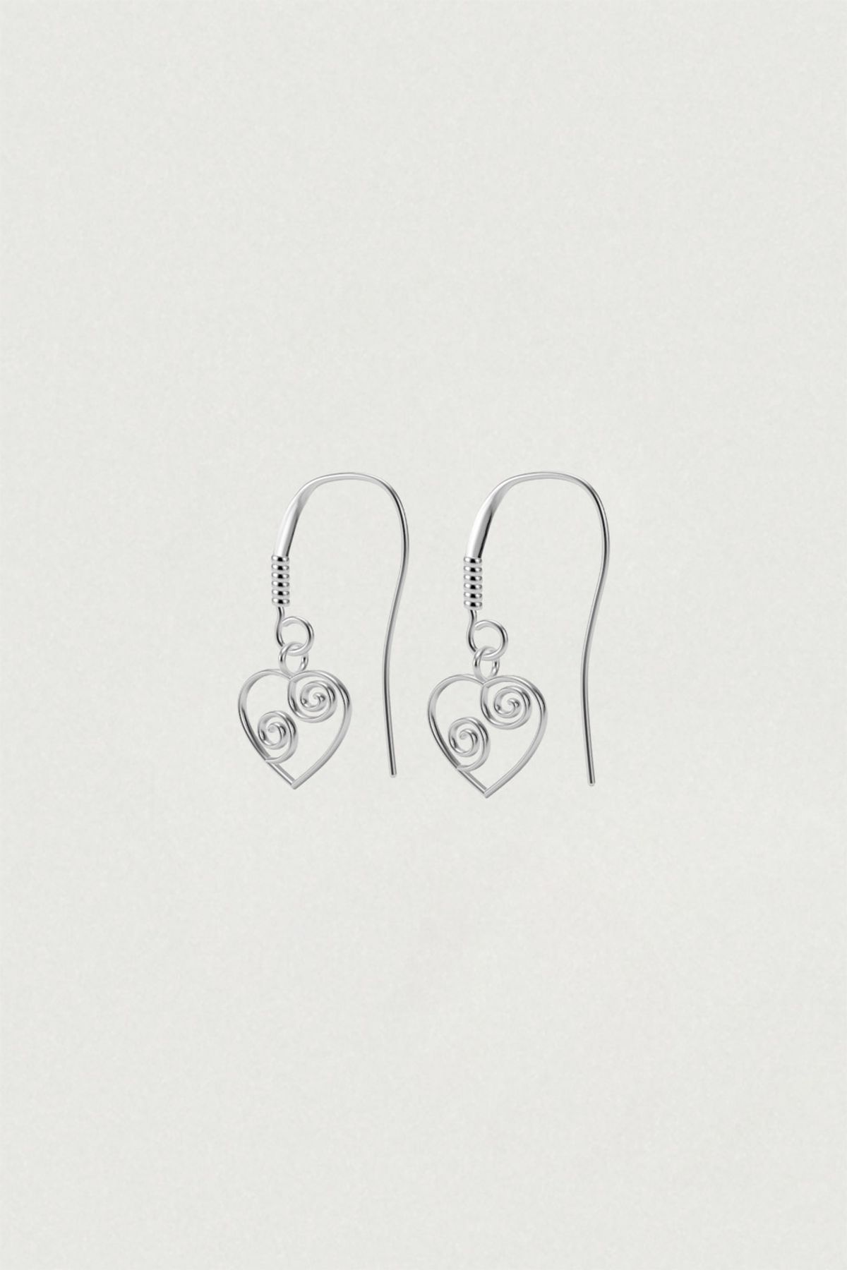 페어오브러브(PAIR OF LOVE) [925SILVER] MEMORY LINE DROP HEART EARRING