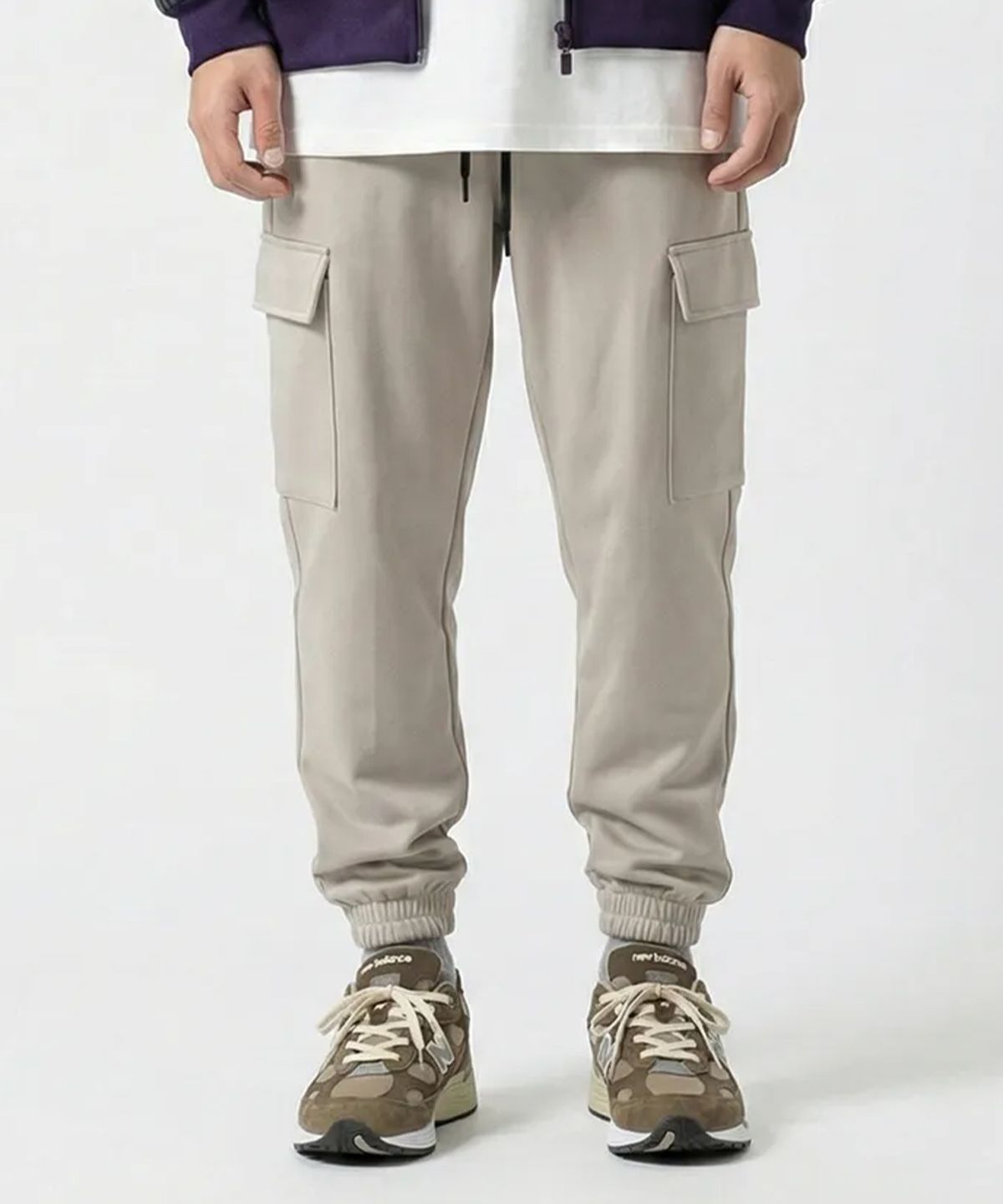세븐셀라(SEVENSELAH) 미니멀 스탠다드 카고조거 슬랙스 Sand Beige