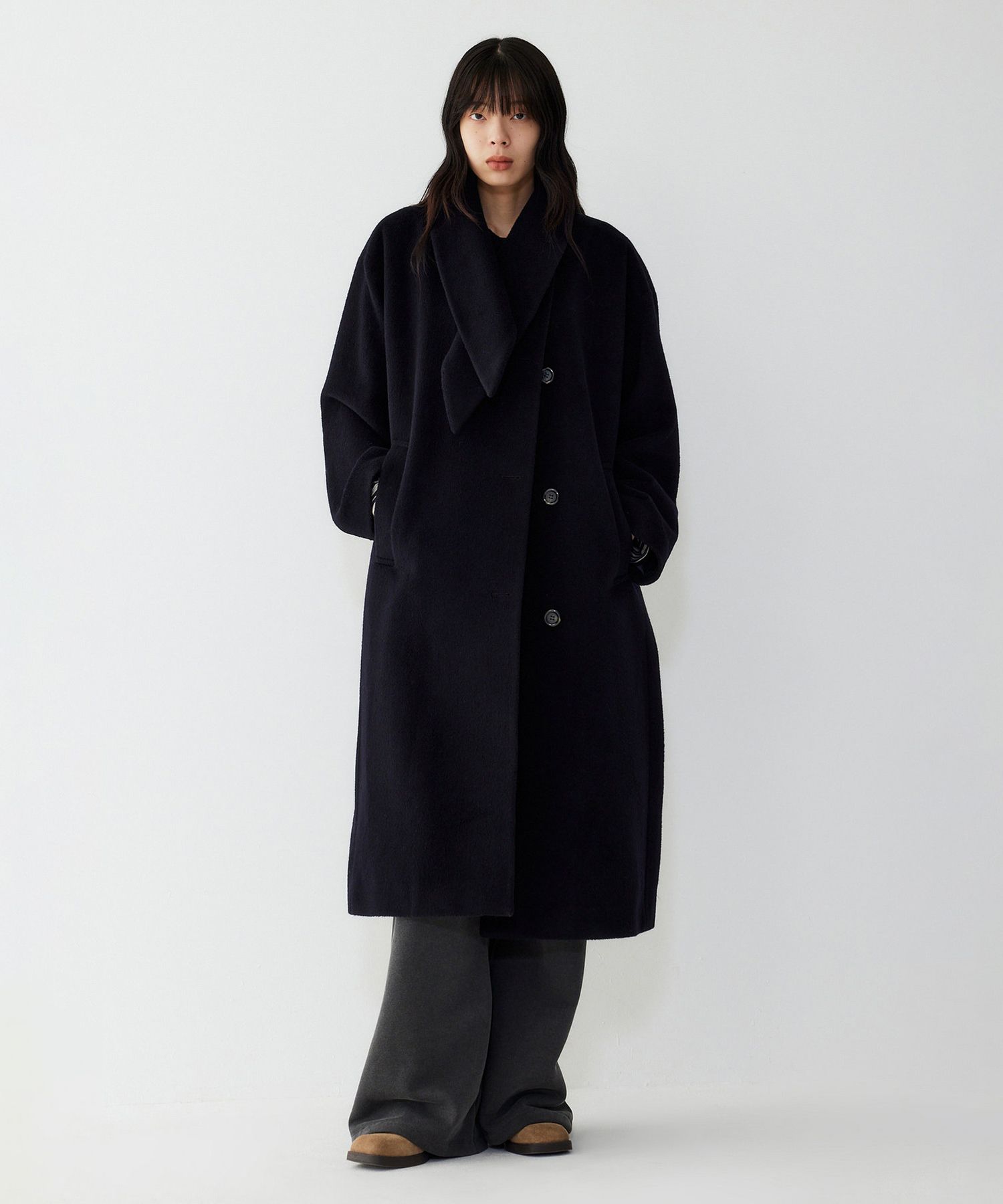 MUSINSA公式 | STUDIO TOMBOY ウォマーセットロングコート_ダーク 