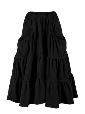 FLEECE LOOSE POCKET TIERD SKIRT_BLACK