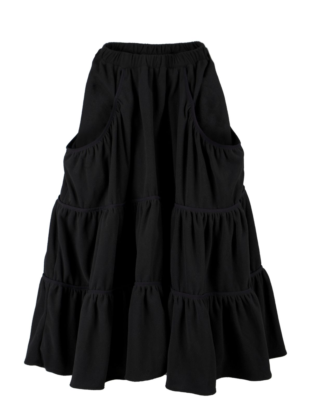 로액슈얼(LO AXUAL) FLEECE LOOSE POCKET TIERD SKIRT_BLACK