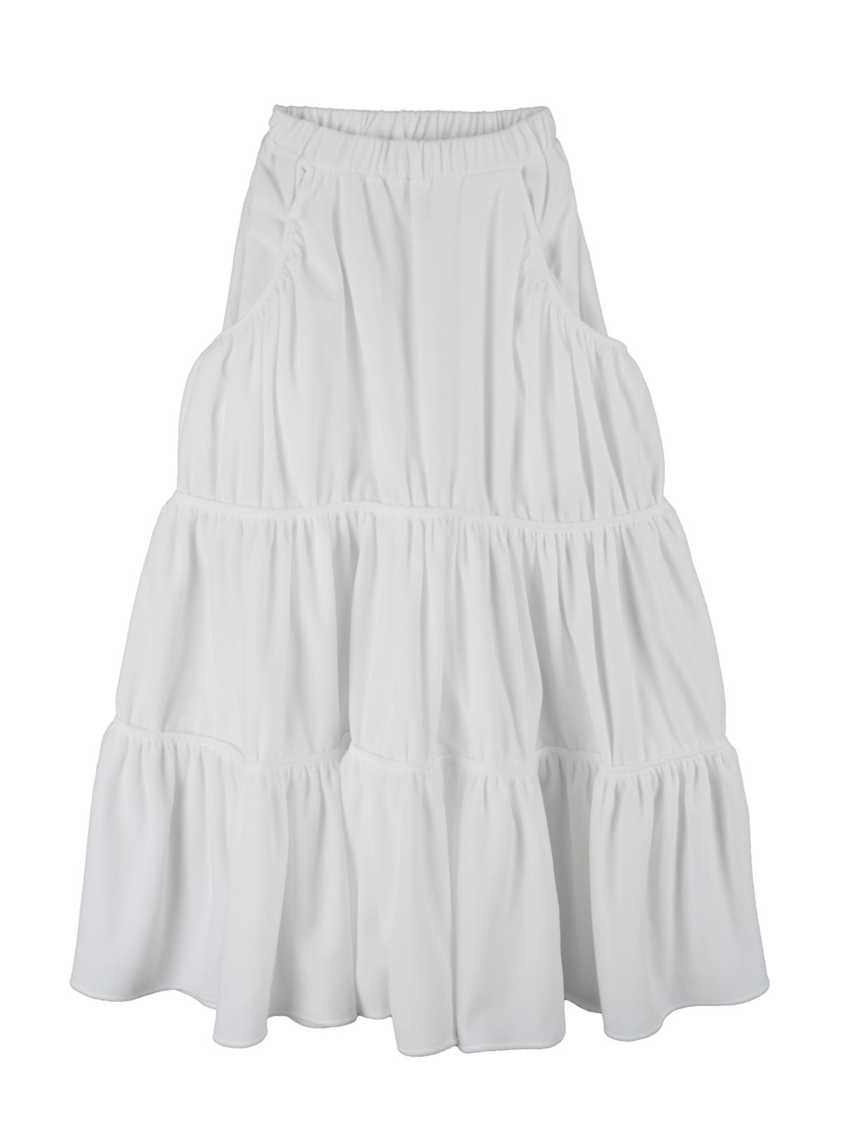 로액슈얼(LO AXUAL) FLEECE LOOSE POCKET TIERD SKIRT_WHITE