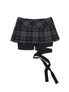 체크 리본 플리츠 스커트 [네이비]