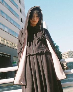 FLEECE REVERSIBLE HOOD MUFFLER_BLACK