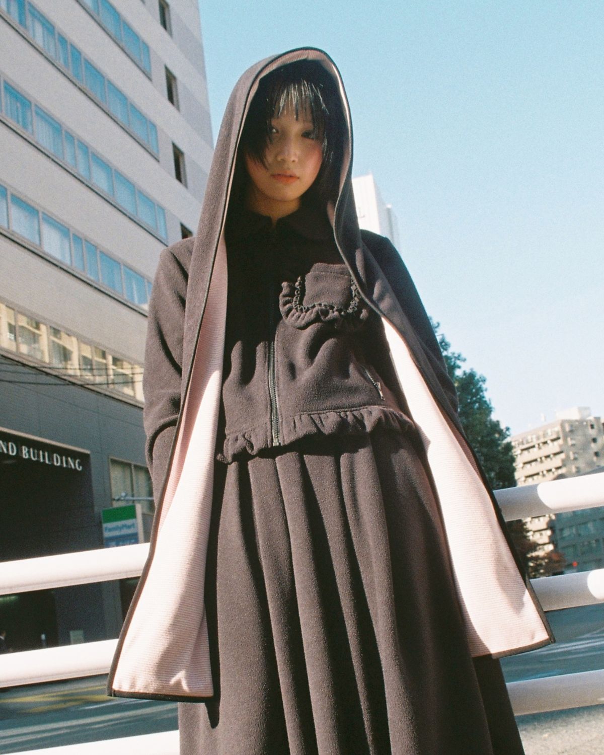 로액슈얼(LO AXUAL) FLEECE REVERSIBLE HOOD MUFFLER_BLACK