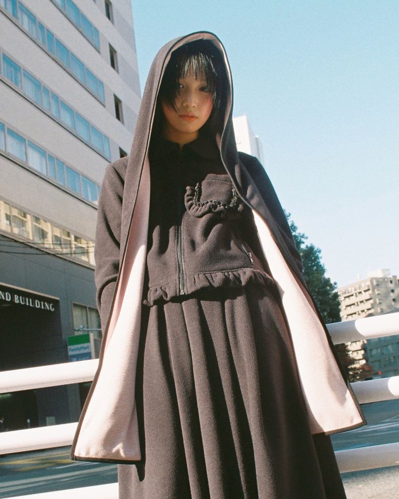 FLEECE REVERSIBLE HOOD MUFFLER_BLACK