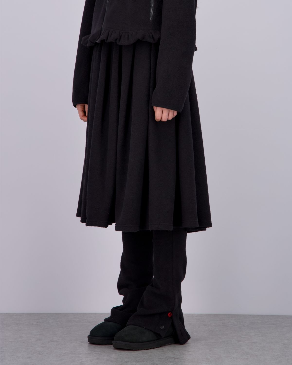 로액슈얼(LO AXUAL) FLEECE MIDI WARMER SKIRT_BLACK
