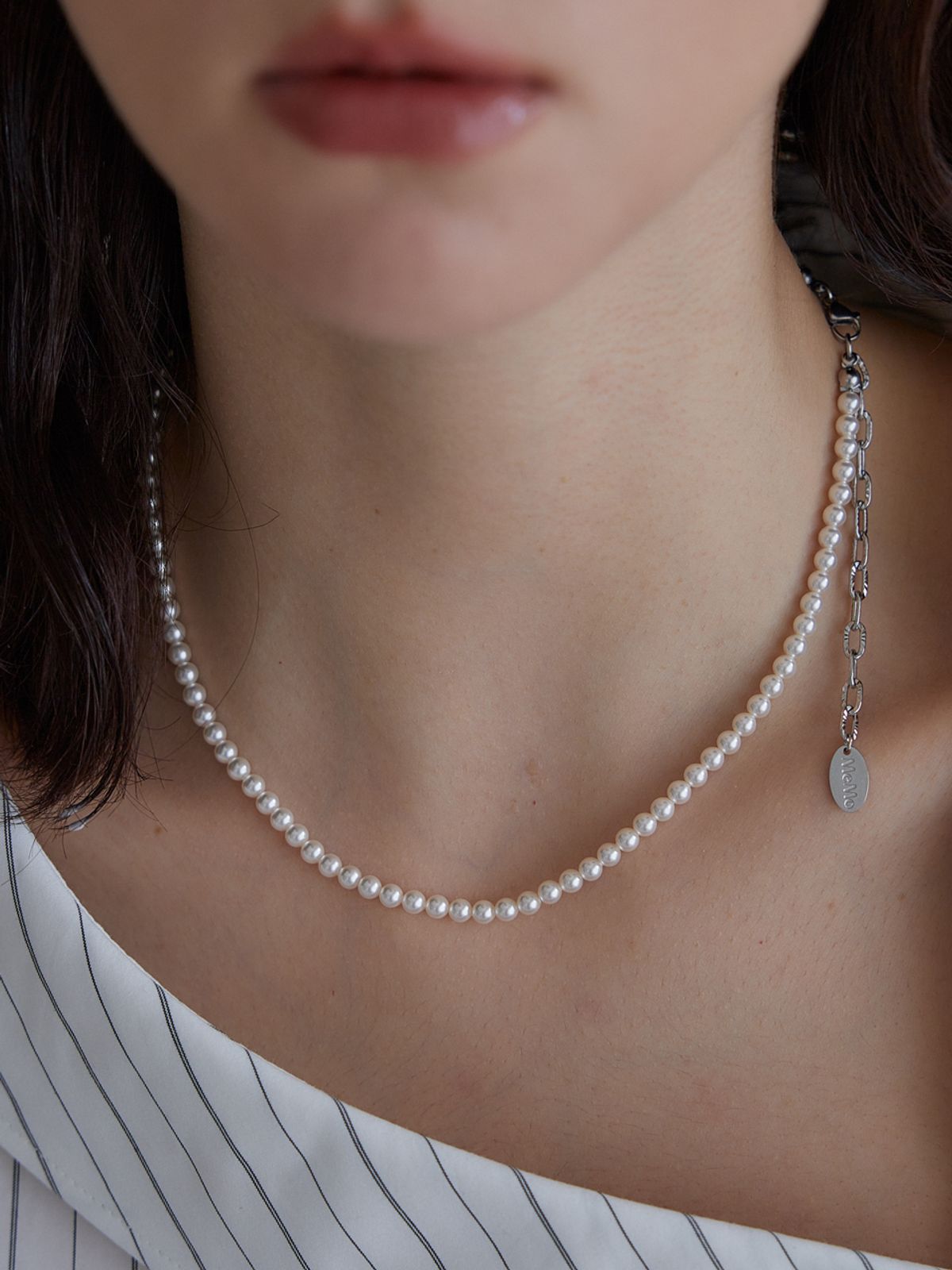 메리모티브(MERRYMOTIVE) White pearl basic necklace