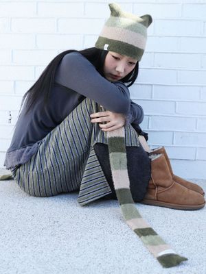 스트라이프 머플러(카키)