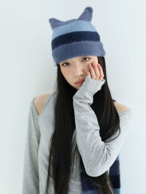 스트라이프 캣 비니(블루)