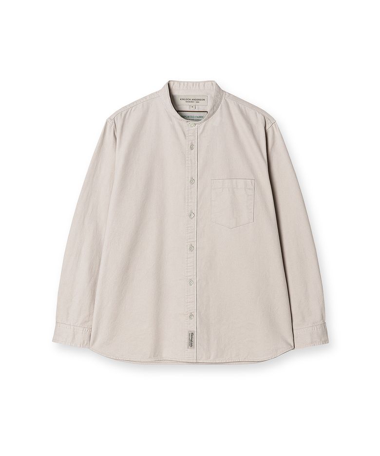 OVER FIT CHINA COLLAR COTTON TWILL SHIRT [BEIGE]