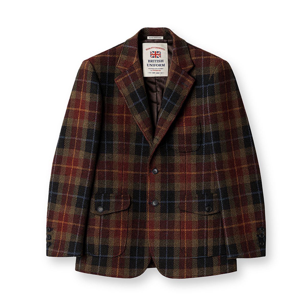 에든버러클럽(EDINBURGH CLUB) HARRIS TWEED CHECKED 3 BUTTON JACKET [WINE]