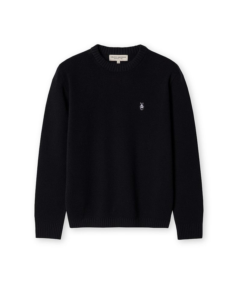 SHETLAND WOOL FISH KNIT [BLACK]