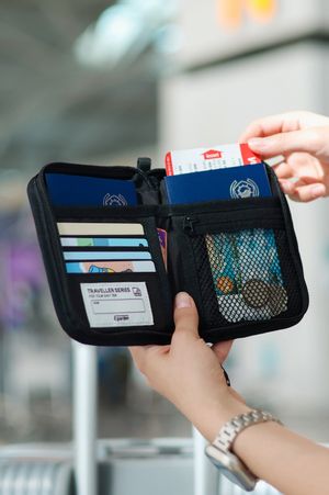 트래블러 패스포트 소프트 RFID 차단 안티스키밍 여권 케이스 지갑 - 다크블랙